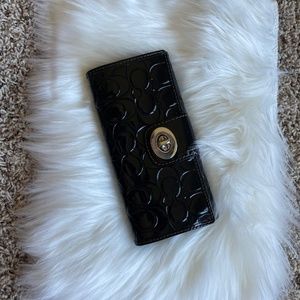 Coach black patent leather wallet